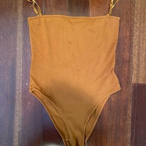 Style Addict tan strap bodysuit XS